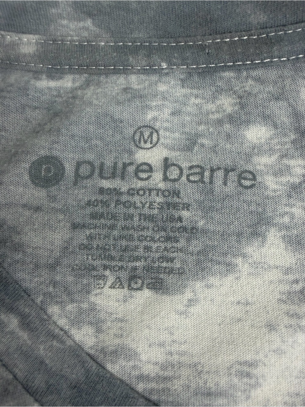 Pure Barre Gray Tie Dye Logo T-Shirt Unisex Size M - Picture 12 of 12